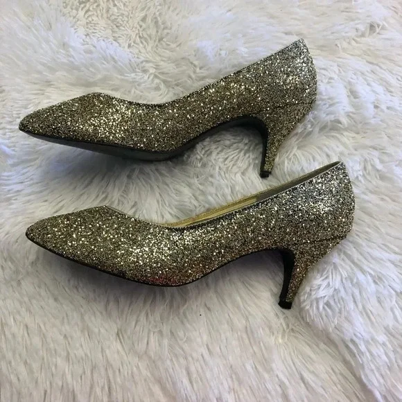 Gold Glitter Heels - Picture 2 of 9
